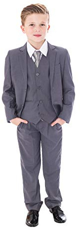 Vivaki 5 Piece Slim Fit Grey Suit, 0/3m to 14 Years (7y)