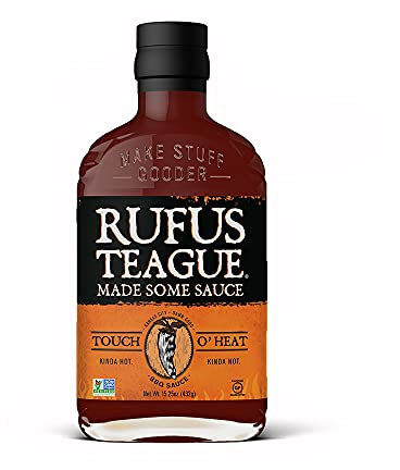 Rufus Teague Touch O’ Heat BBQ-Sauce 432g – Süß-würzige Barbecue Sauce mit rauchiger Schärfe – Grillsauce für Burger, Ribs & BBQ – Geschenk für Männer, Grillpaket, BBQ-Soße im Grillsoßen Geschenkset