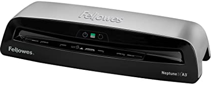 Fellowes Neptune A3-Laminiergerät für Bürogebrauch – schnelle Aufwärmzeit von 1 Minute mit Anti-Jam-Technologie – 80–175 Mikron – 10 A4-Laminiertaschen Starterpaket enthalten – Silber