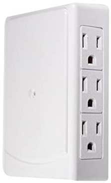 Go Green Power Inc. 6-Outlet Side Mount Wall Tap Adapter, White - Unique Space-Saving Design, Heavy Duty, Versatile - Perfect for Tight Spaces and Home Use - GG-16000TSM