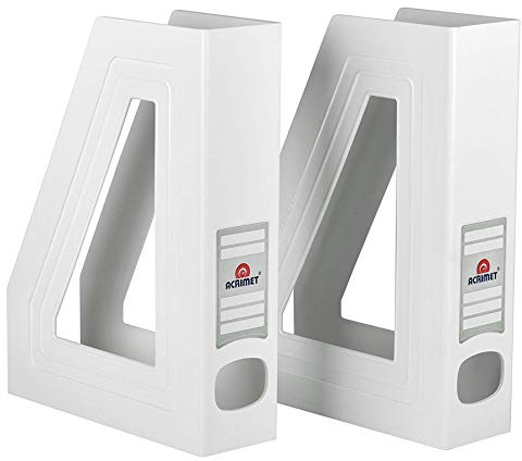 Acrimet Portariviste, Supporto Durevole, Organizzatore Salvaspazio (Plastica) (Bianco) (2 pezzi)