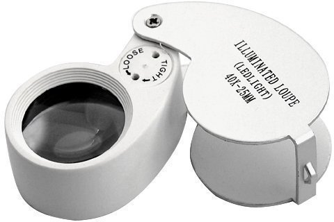 Accessotech LED juvelerare lupp 40 x 25 mm glassmycken förstoringsglas hallmärke öga lins guld