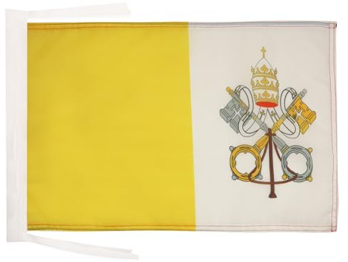 AZ FLAG Bandiera Città Del Vaticano 45x30 cm - Bandierina Vaticana 30x45 cm Cordicelle