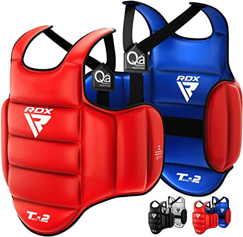 RDX Boxing Chest Guard Reversible, Kickboxing MMA Muay Thai Body Protector, Sparring Training Heavy Punching, Adjustable Strike Shield, Martial Arts Upper Belly Ribs Protection Pad, Taekwondo TKD Vest