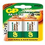Pila Gp Adaptadores C y D con 2 Pilas Aa de 2500Mha