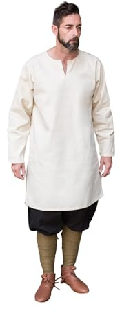 Burgschneider Mittelalter Tunika Herren Leif 100% Baumwolle - Untertunika Mittelalter Gewandung LARP Cosplay & Reenactment