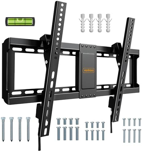 VonHaus Support TV Inclinable - Support Mural TV pour Écrans 37-82 - TV Mural avec Niveau à Bulle - Capacité de 75kg - VESA Max : 600 x 400 mm