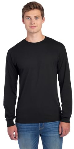 Jerzees Men's Dri-Power Cotton Blend Long Sleeve Tees, Moisture Wicking, Odor Protection, UPF 30+, Sizes S-3X, Black, Medium