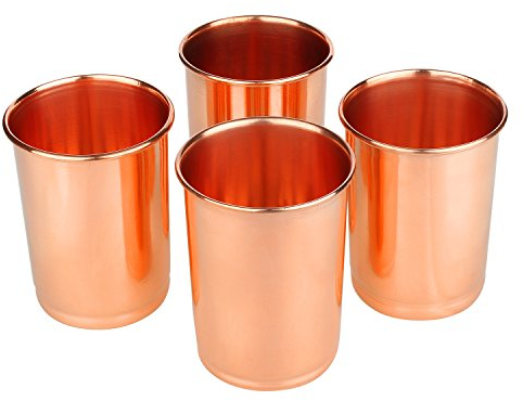 Zap Impex Trinkgefäße Kupfer Glas reines Kupfer Zuhaltung ayurvedischen Heil Satz von 4, 250 ml