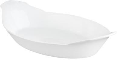 HIC Kitchen HIC Kitchen Oval Au Gratin Baking Dish Set, Fine White Porcelain, 10-Inch, Set of 4 Au Gratin Baking Dish Set, Fine White Porcelain, 10-Inch, Set of 4