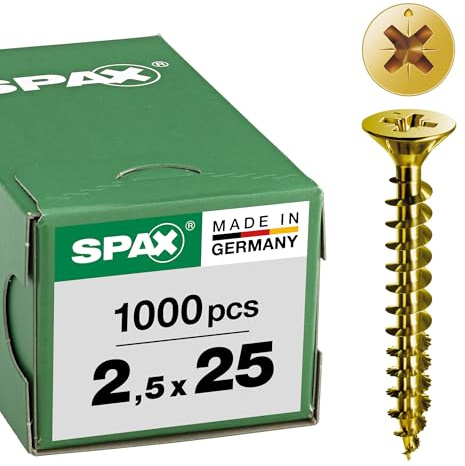 Spax 1081020350123 - Vite universale, testa svasata, taglio a croce, T-STAR plus, 4CUT, filettatura piena, zincato passivato giallo A2L, 0/1030/021/2,5/25/ /01