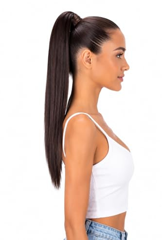 CAISHA 50cm Hårstycke Fläta Hästsvans Hårförlängning Rak Brun H69