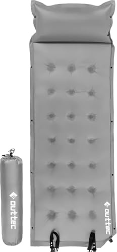 Outtec Matelas de Camping Autogonflant - 193 x 68 x 3,5 cm - Tapis Auto-Gonflant Ultra-Léger pour Randonnée, Voyage, Plage - Vert (Gris)
