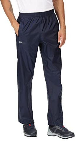 Regatta Men's Pack-it Waterproof Outdoor Overtrousers & Pack-Away Bag Hiking Lightweight Breathable Navy