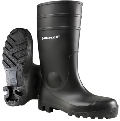 DUNLOP Protomastor Full Safety Wellies with Steel Toe, PVC, Black, UK 8