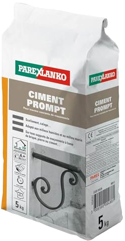 Parexlanko - Ciment Prompt - Gris - Confection de mortier à prise rapide - Tous supports de maçonnerie - Adapté en milieux humide et marin - 5kg
