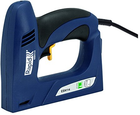 Rapid ESN114 Elektrotacker – Elektrische Tackerpistole für Klammern Typ 140 (6–14 mm) und Nägel Typ 8 (15 mm) – Flache Front, Softgrip, Kombimagazin, 2,5 m Kabel