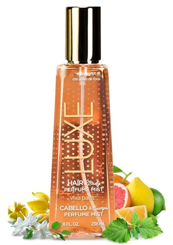 Luxe Perfumery Viva Paris Hair & Body Perfume Mist – Citrus Floral Fragrance with Jasmine, Ylang-Ylang & Patchouli – Hydrating Coconut Oil & Glycerin, Lightweight Daily Mist for Women, 8 Fl Oz