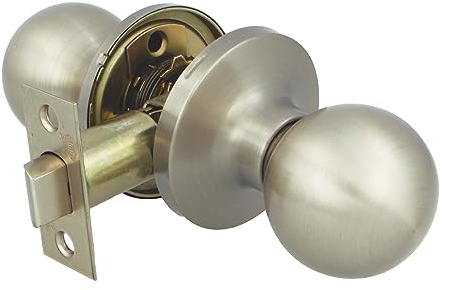AMIG - Pomello Per Porta Interna | Con Maniglia D'ingresso 60/70 mm | Pomello a sfera su entrambi i lati | Per Porte di Passaggio in Legno da 35 a 45 mm | Argento opaco
