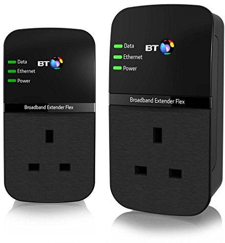 BT Broadband Extender Flex 500 Kit, Pass Through Powerline Adapters - Twin Pack