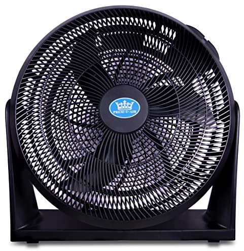 Prem-i-air Black 16 Inch (40 cm) Powerful Cooling Cold Air High Velocity Floor or Wall Mountable Air Circulator Fan with 3 Airflow Speed Settings, Quiet Operation For Use in Homes and Offices.