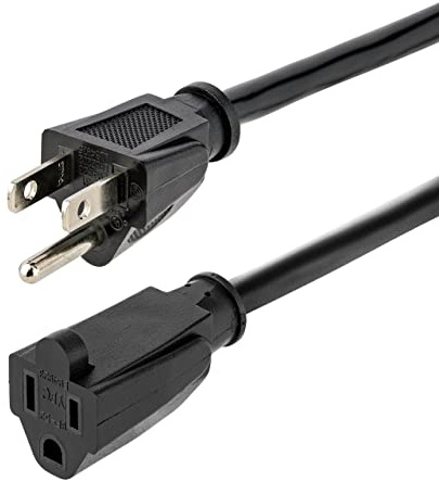 StarTech.com 6ft (1.8m) Heavy Duty Extension Cord, NEMA 5-15R to NEMA 5-15P Black Extension Cord, 15A 125V, 14AWG, Heavy Gauge Power Extension Cable, Heavy Duty AC Power Cord, UL Listed (PAC101146)