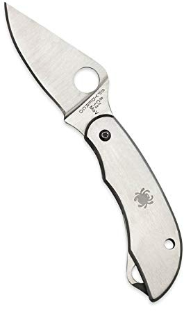 Spyderco Erwachsene Clipi Tool Geradkantiges Edelstahlmesser mit Spyder Edge Klinge Messer, Silber, 2