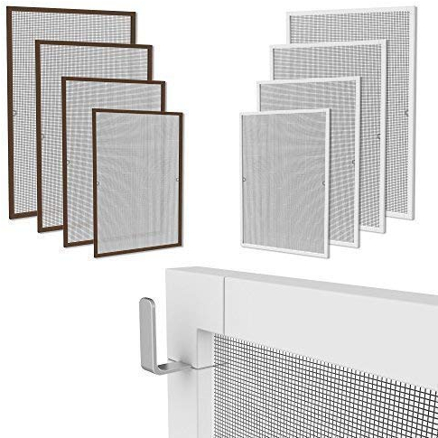 Klemm Fliegengitter Fenster mit Rahmen Weiss 120 x 140cm Fliegenschutz Fensterrahmen, Insektenschutz Fenster Fliegengitter mit Rahmen Alu - Montage ohne Bohren - Insektengitter Fliegennetz Fenster