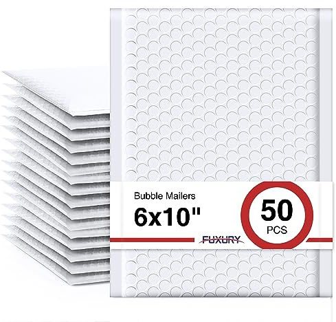 Fuxury Bubble Mailers 6x10 Inch White 50 Pack Padded Envelopes Usable Size 6x9 Thick Mailing Envelopes Bubble Opaque Padded Mailers Shipping Bags for Mailing Jewelry Makeup Small Business#0