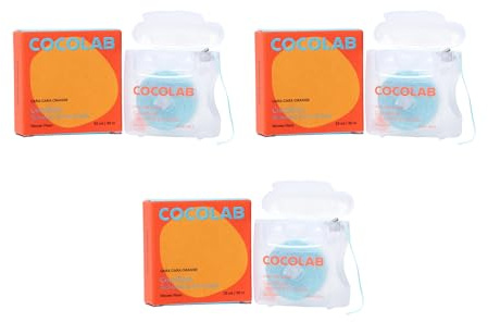 Cocofloss Expanding Woven Dental Floss by Cocolab, Waxed Tooth Floss for Daily Oral Care, Coconut Oil Infused, Vegan, For Adults and Kids, Orange Scent, 3 Pack