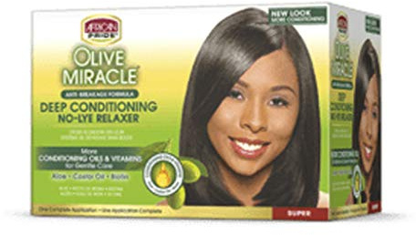 African Pride Olive Miracle Deep Conditioning No-Lye Relaxer - Super Kit by African Pride