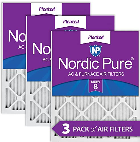 Nordic Pure 20x30x1M8-3 MERV 8 AC Furnace Filter 20x30x1 Merv 8 AC Furnace Filters Qty 3