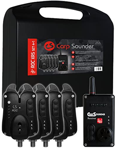 Carp Sounder ROC XRS Acc Set 4+1-4 Bissanzeiger + 1 Receiver zum Karpfenangeln, Bissanzeigerset, Karpfenbissanzeiger