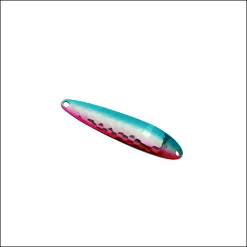 TIEMCO #205 Lightning Wobbler Spoon, 2.5 inches (63 mm), 0.6 oz (18 g), Hammered Silver/Blue/Red
