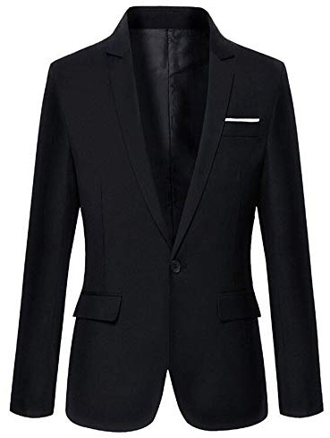 Benibos Mens Slim Fit Casual One Button Blazer Jacket (XL, 302 Black)