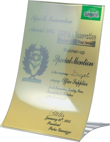 Sigel TA161 Tischaufsteller A5 schräg - bruchsicher - 2 Stück, platzsparend zusammenklappbar, geeignet für Messen, Hartplastik glasklar , Werbeaufsteller