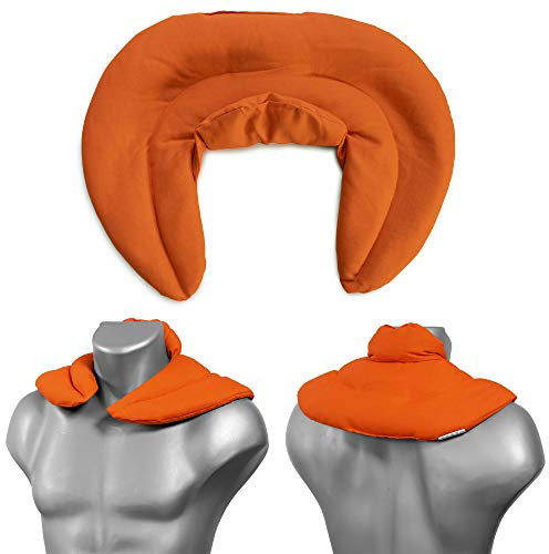 Coussin de nuque avec col montant - orange - Bouillotte sèche aux pépins de raisin - Coussin épaules et cou - Coussin cervicales chauffant