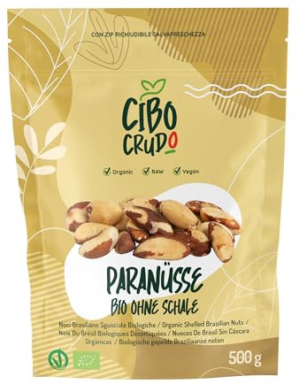 Nueces de Brasil Ecologicas - 500g. Nuez de Brasil Bio Contiene Fibra Proteína Selenio y Minerales. Como Snack o Para Recetas. Para Vegetarianos y Veganos.