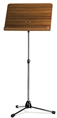 K&M 118/1 Atril para orquesta con estante regulable, en madera de nogal - extensión de 68 a 121 cm