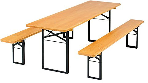 Kunibert Bierzeltgarnitur Biergartengarnitur 1 A Brauereiqualität 80er Tischbreite80cm Farbe:Nussfarben Länge 220cm