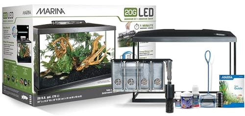 Marina - Kit de Acuario con Iluminación LED, Vidrio, Transparente, 20G, 75 L, 61.4 x 32.2 x 41.9 cm