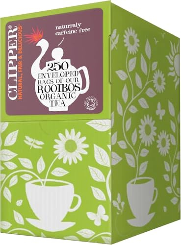 Clipper Organic Redbush Tea Bags | 250 Individually Wrapped Rooibos Teabags | Bulk Buy, Home & Catering | Caffeine-Free Herbal Tea Bags | Eco-Conscious, Natural, Unbleached & Biodegradable