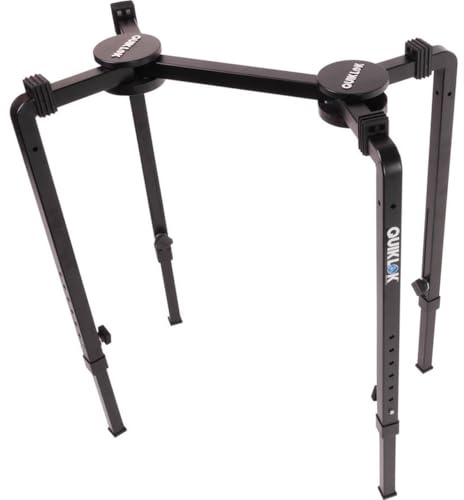 QUIK LOK - WS/640 SUPPORTO PER TASTIERA, MIXER SPEAKERS, E SIDE, Robusto Stand a T per Tastiere e Mixer, Comodo Set da Trasporto, con Chiusura a T, Regolabile in Altezza e Larghezza, Colore Nero