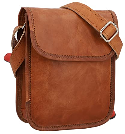 Gusti Umhängetasche klein Leder - Tamara Damen und Herren Ledertasche Handtasche Schultertasche Vintage Braun Leder