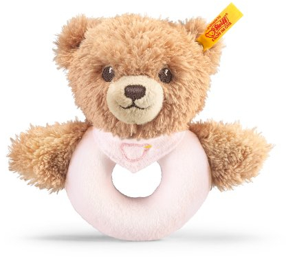 Steiff Kuscheltier Schlaf-gut-Bär Greifling mit Rassel, Süßes Stofftier, Jungen, Mädchen & Babys ab 0 Monaten, Spielzeug 12 cm, Klein, Rosa, 239557