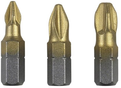Bosch 2 609 255 968 - Juego de 3 puntas de destornillador de titanio (PZ) (pack de 3), 49 mm