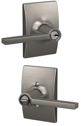 SCHLAGE F51ALAT619CEN Latitude Door Lever with Century Trim Keyed Entry Lock, Satin Nickel