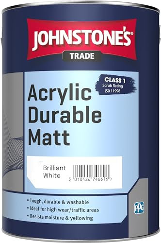 5LTR - JOHNSTONES TRADE ACRYLIC MATT EMULSION BRILLIANT WHITE