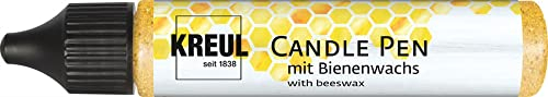 KREUL 49733 - Candle Pen, glitter-gold, 29 ml, Kerzenstift mit feiner Malspitze, Farbe mit Bienenwachs zum Verzieren & Bemalen von Kerzen