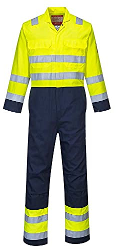 Portwest BIZ7 Hi-Vis Anti-Static Bizflame Pro Coverall Yellow/Navy, X-Large
